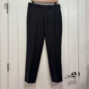 Wilke-Rodriguez Mens Modern Fit Black Wool Blend Dress Pants 32x29 38 Short